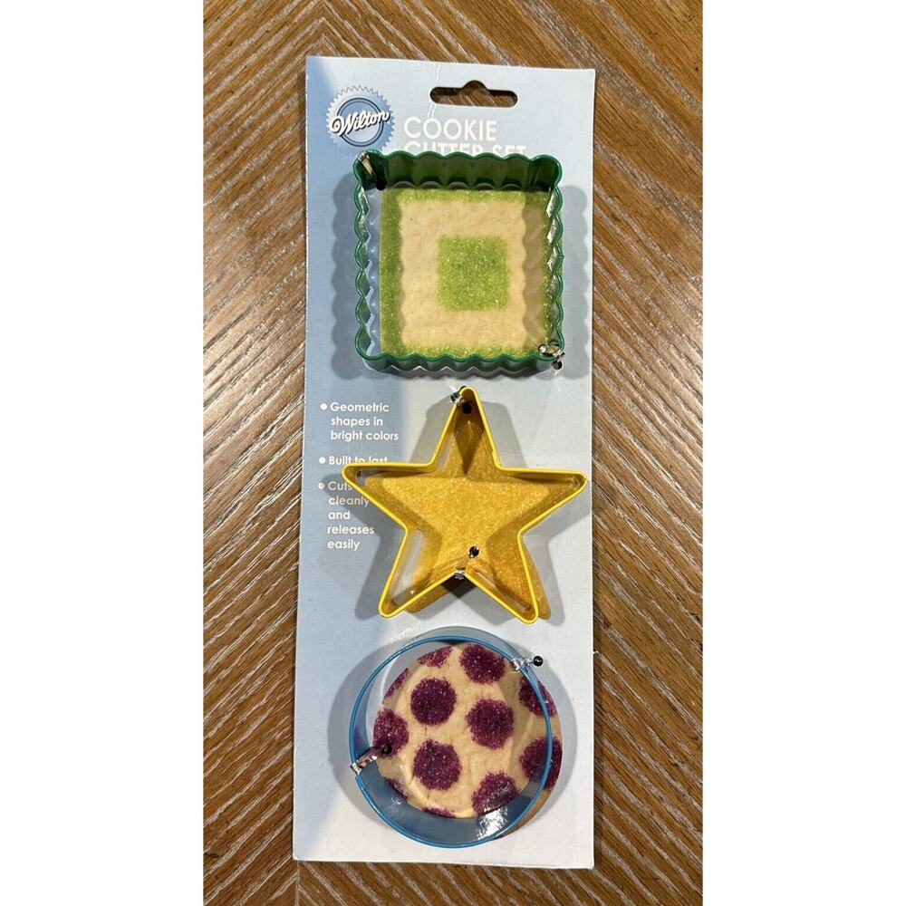 Wilton Cookie Cutter Set 3 Piece Geometric Shapes Square Star Circle New Sealed